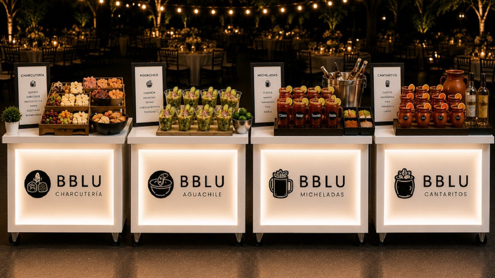 Barras BBLU instaladas para un evento elegante